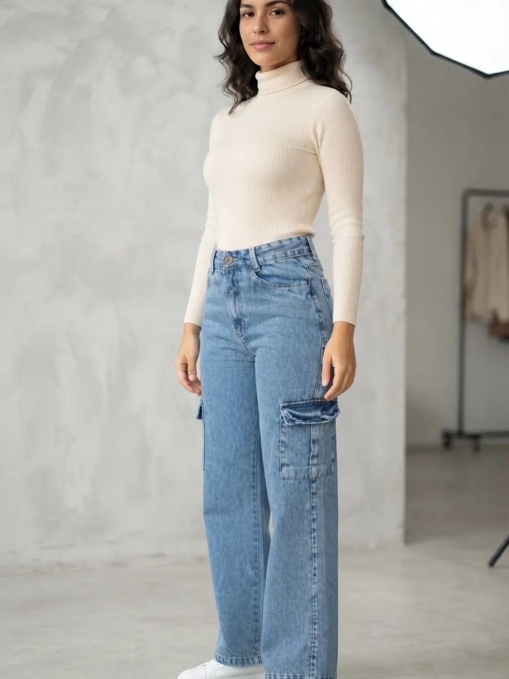 Calça Cargo Jeans Clara